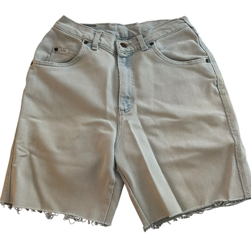 Vintage LEE Jorts Mens 28 Cutoffs Light Blue Jean‎ Shorts 80s 6.5’ Inseam